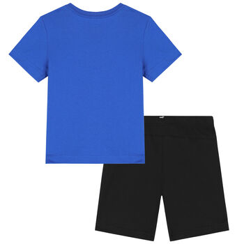 Boys Blue & Black Logo Shorts Set