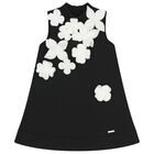 Girls Black & White Floral Dress, 1, hi-res