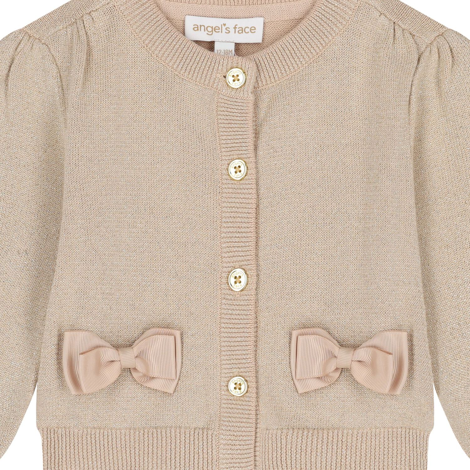 Baby Girls Gold Bow Cardigan, 1, hi-res