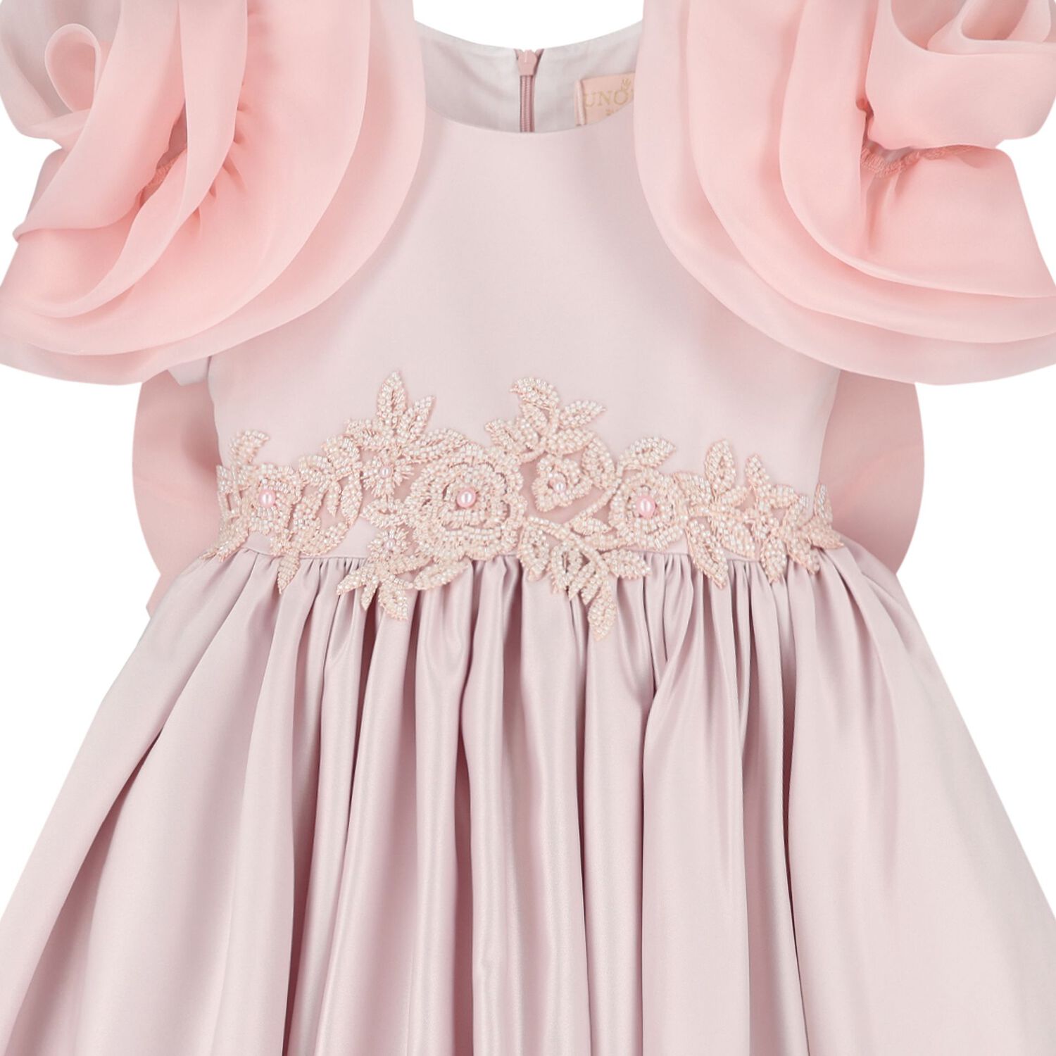 Girls Mirana Pink 3D Rose Sleeve Tulle Dress, 2, hi-res