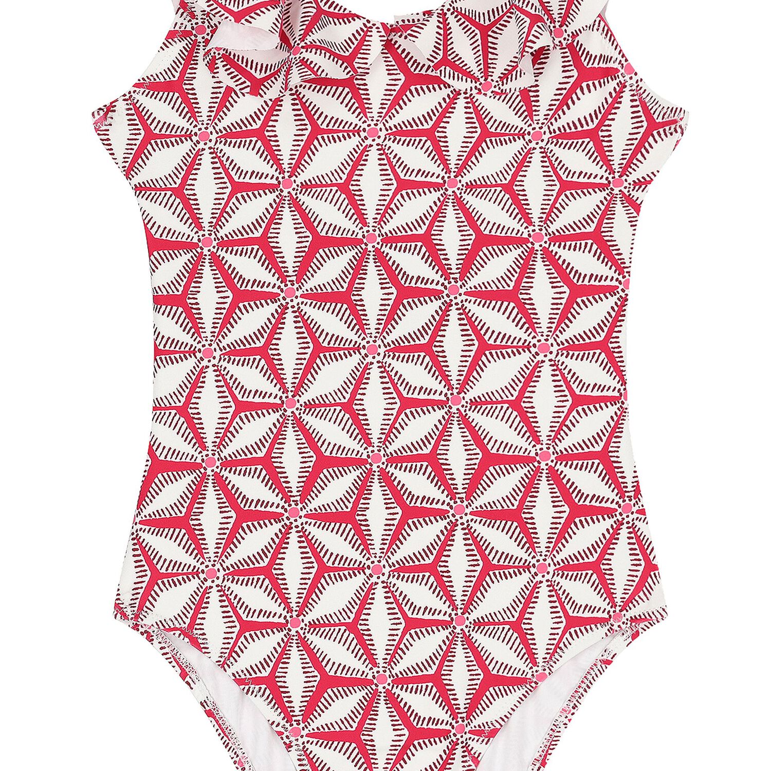 Girls White & Pink Ruffled Swimsuit, 1, hi-res image number null