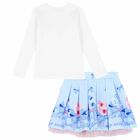Girls White & Blue Floral Skirt Set, 1, hi-res