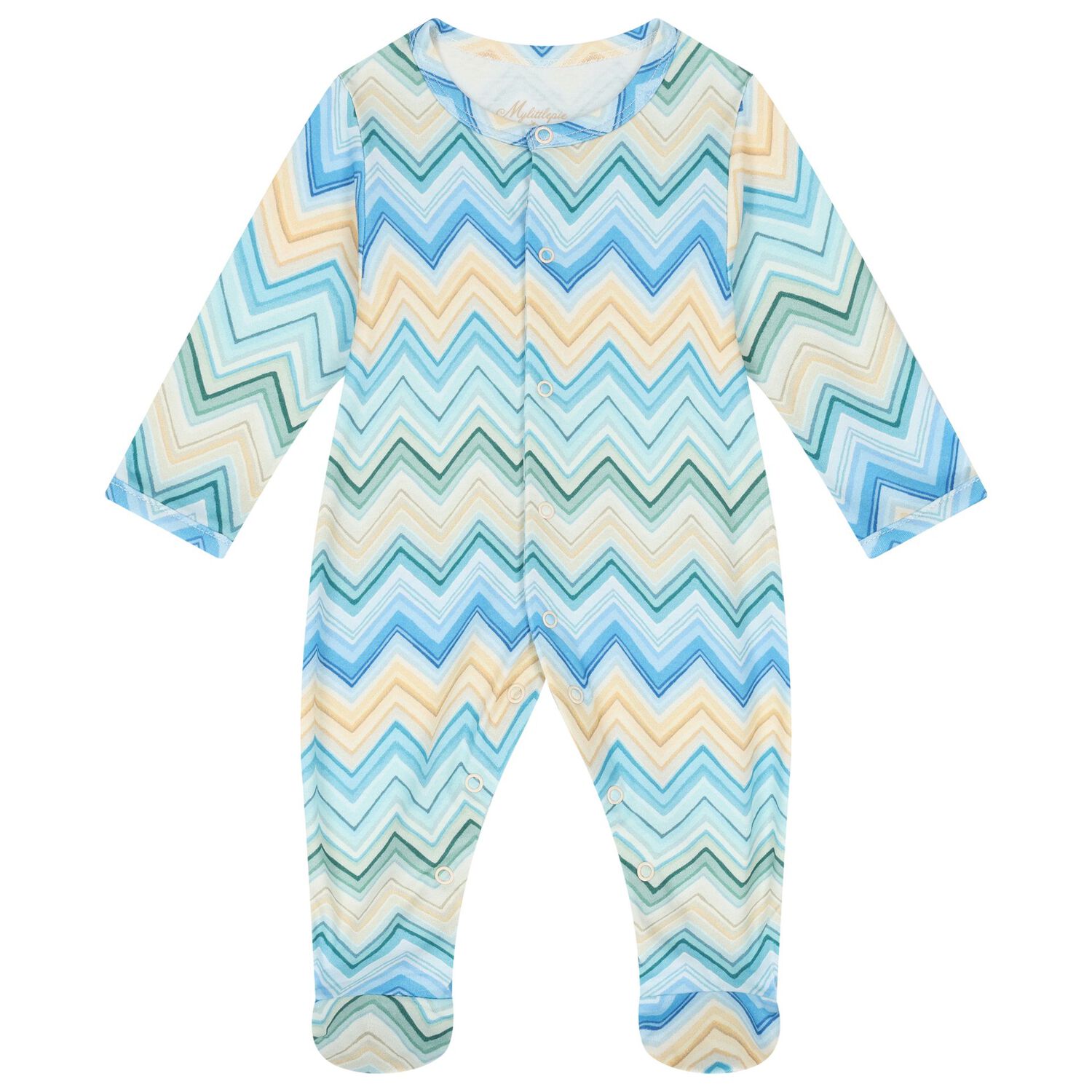 Blue & Yellow Zig Zag Babygrow Set, 1, hi-res
