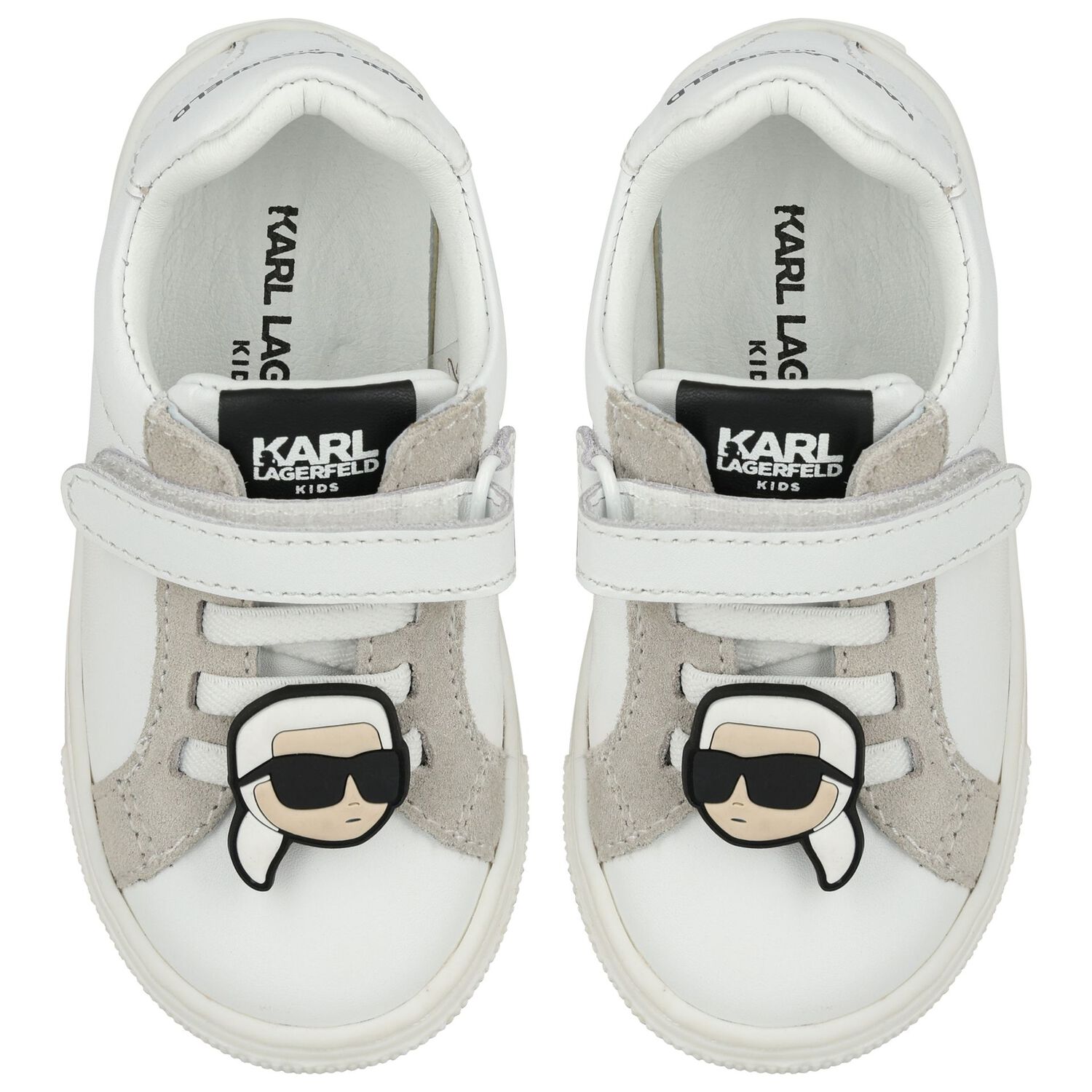 White Ikonik Karl Logo Trainers, 1, hi-res