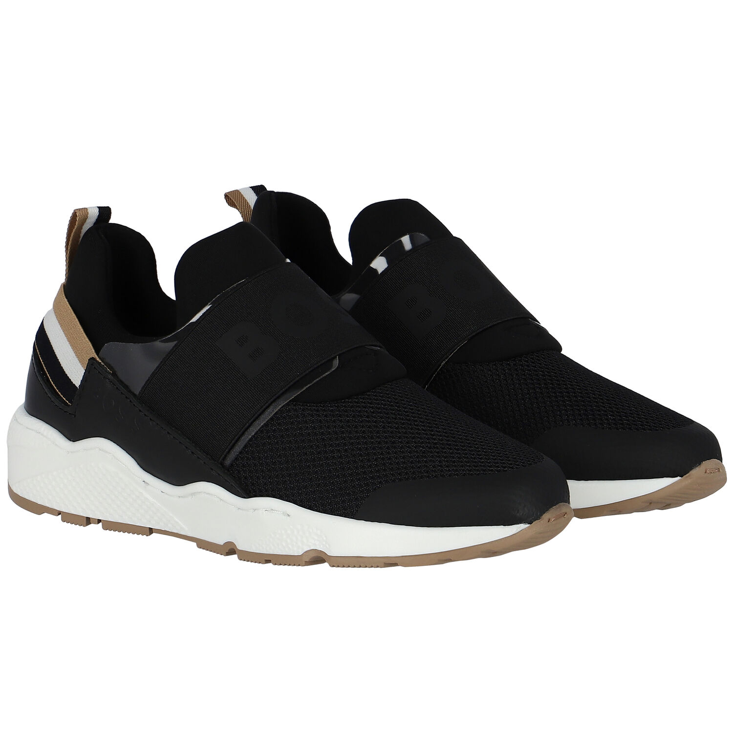 Boys Black Logo Trainers, 1, hi-res image number null