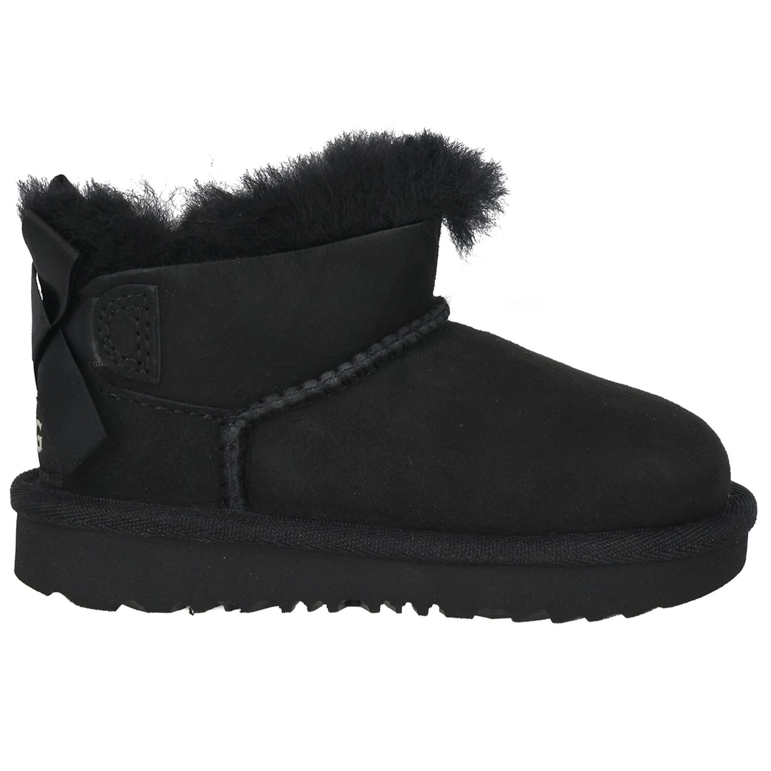 Younger Girls Black Ultra Mini Bailey Bow Boots, 1, hi-res