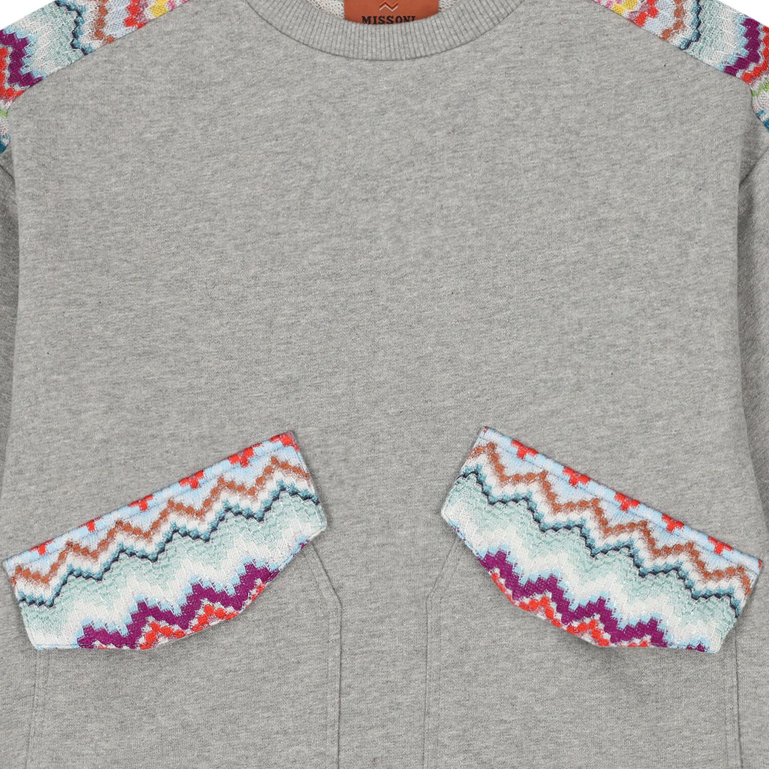 Girls Grey Zig Zag Glittery Sweatshirt, 1, hi-res