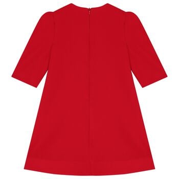 Girls Red Embellished Crepe Dress