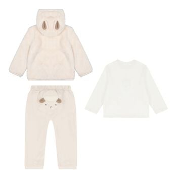 Baby Boys Beige & White Sheep Tracksuit ( 3 Piece )