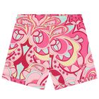 Girls Pink Abstract Print Shorts, 1, hi-res