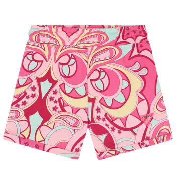Girls Pink Abstract Print Shorts