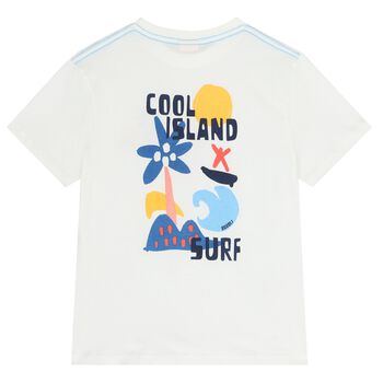 Boys White Logo Island T-Shirt