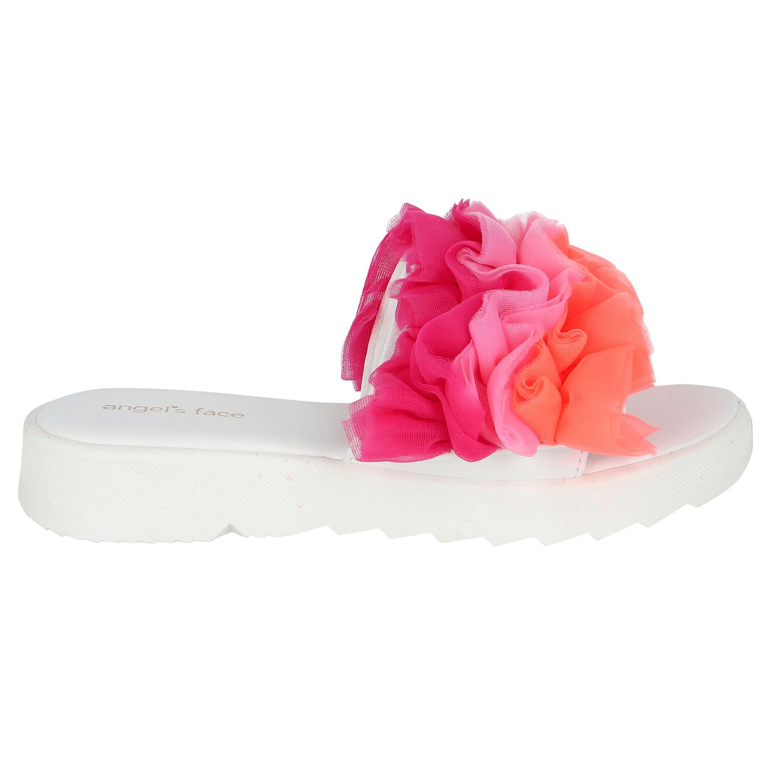 Girls White Ruffled Sliders, 1, hi-res image number null