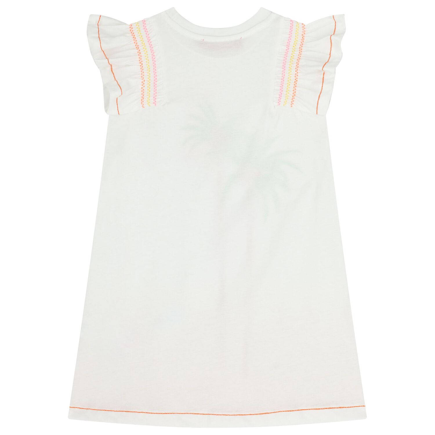 Girls White & Orange Palm Tree Dress, 1, hi-res