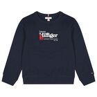 Boys Navy Blue Logo Sweatshirt, 1, hi-res
