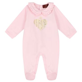 Baby Girls Pink Heart Logo Babygrow
