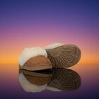 Younger Girls Chestnut Brown Funkette Suede Slippers, 1, hi-res