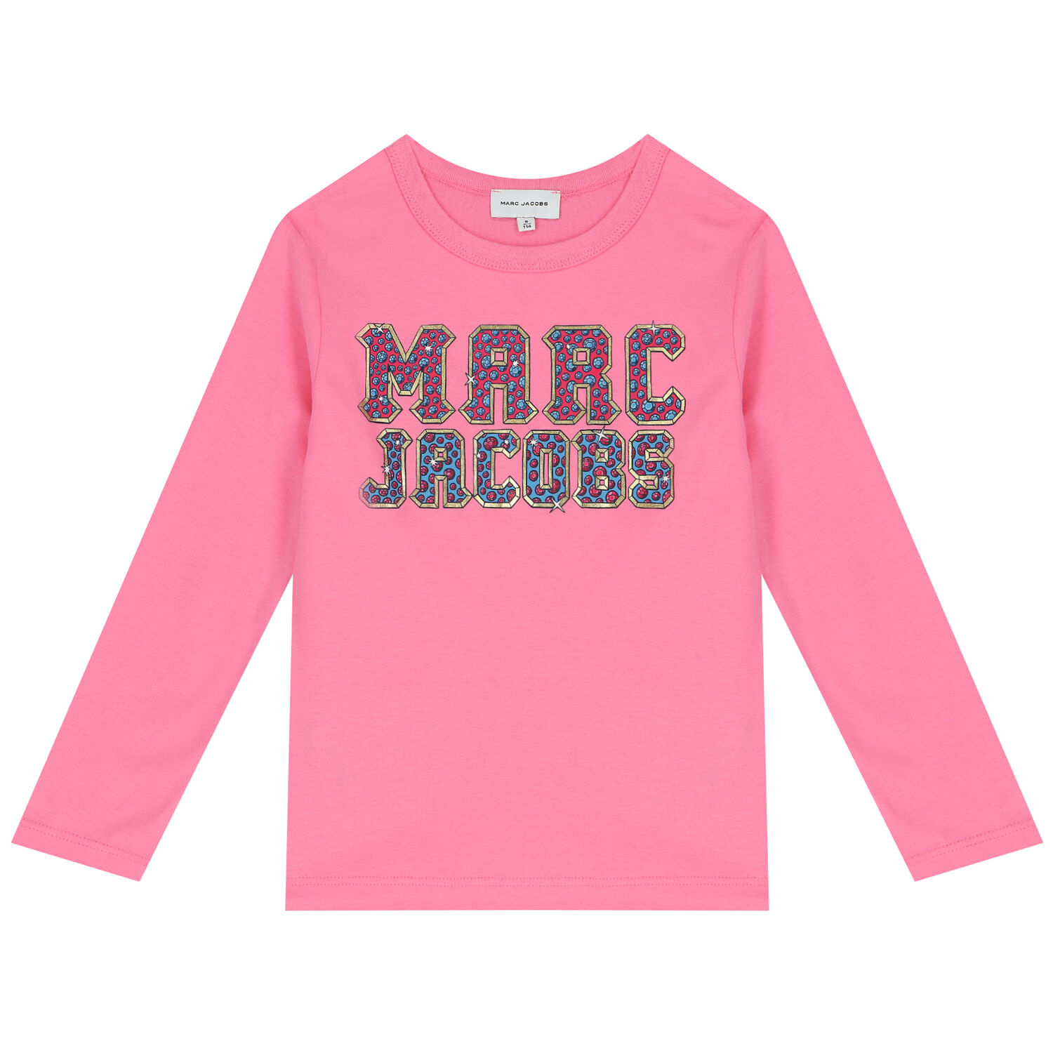 Girls Pink Logo Long Sleeve Top, 1, hi-res