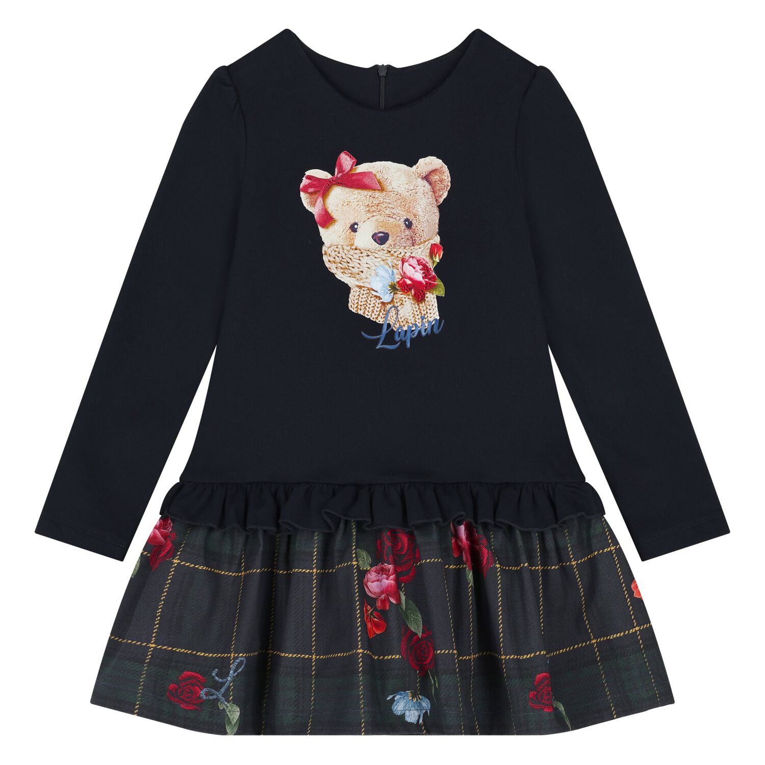 فستان بنات تيدي بير باللون الكحلي, 1, hi-res