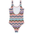 Girls Pink Multicolor Zigzag Swimsuit, 1, hi-res