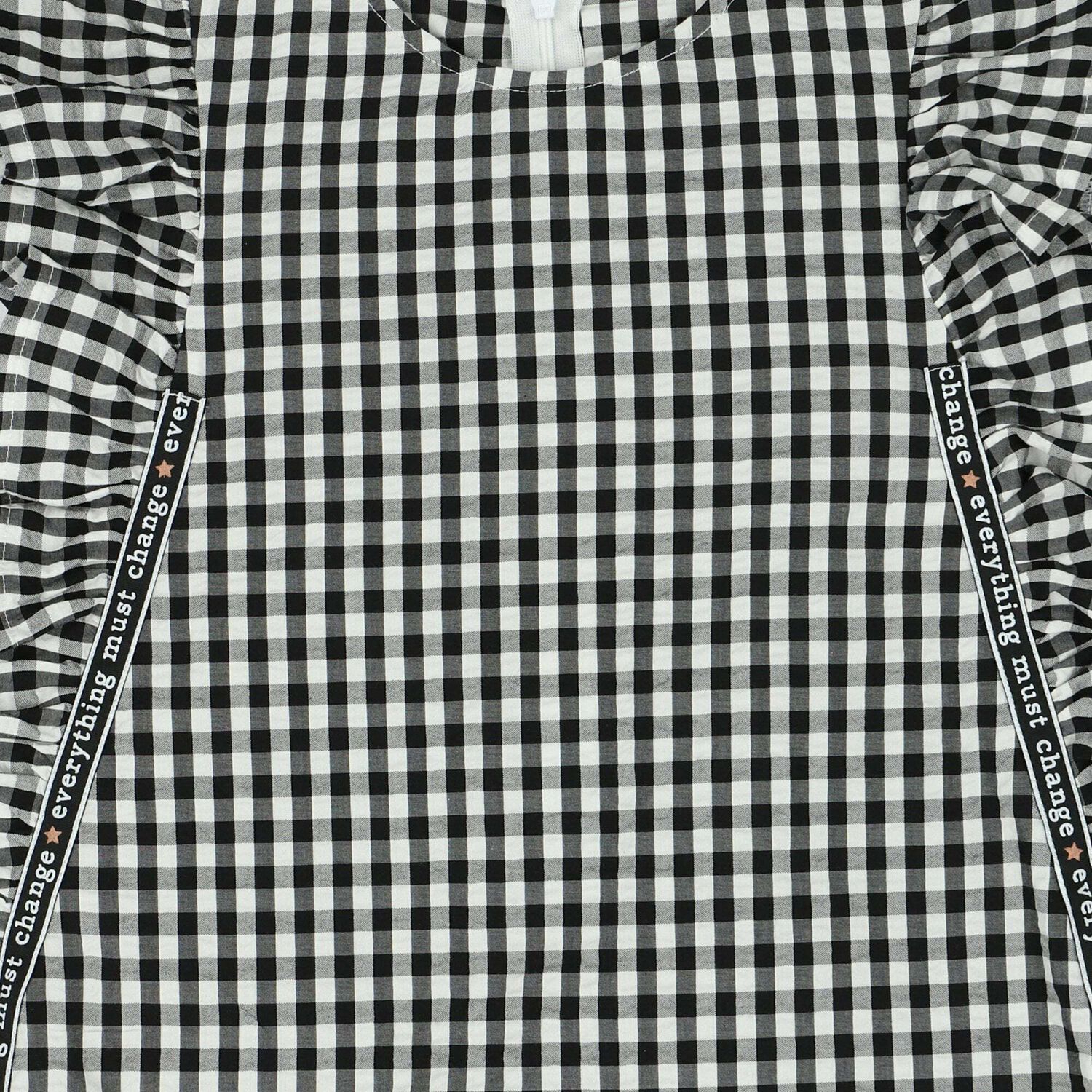 Girls Black & White Gingham Dress, 1, hi-res