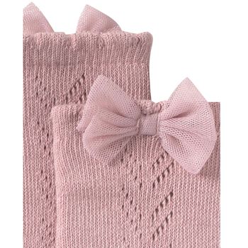 Younger Pink Knitted Bow Socks