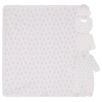 Baby Girls White & Pink Teddy Bear Babygrow Gift Set 