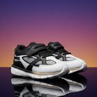 Boys Black & White Logo Trainers, 1, hi-res