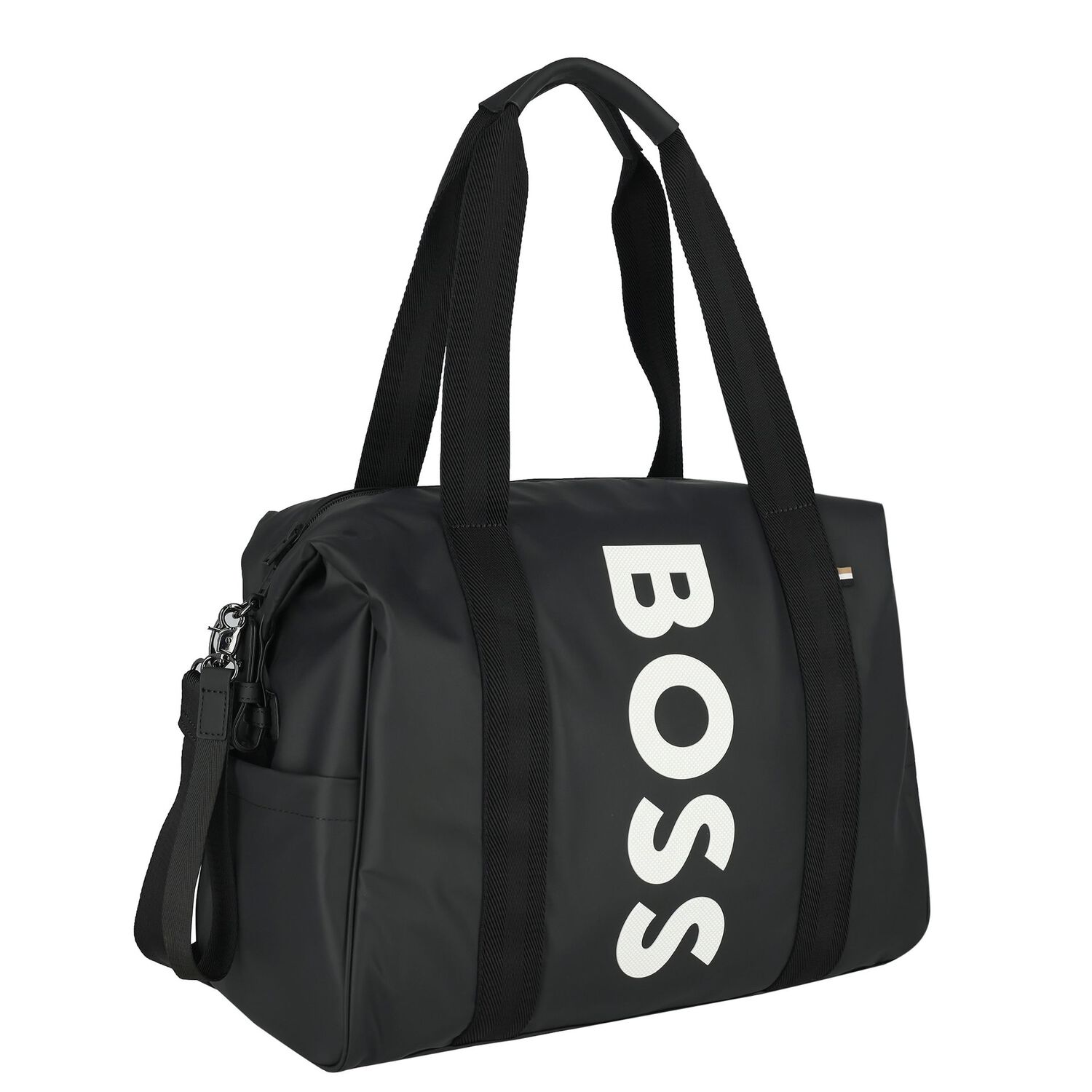 حقيبة تغيير حفاضات بالشعار باللون الأسود للأطفال, 1, hi-res