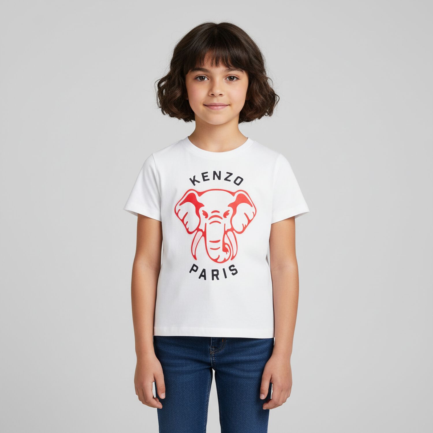 Girls White Elephant T-Shirt, 1, hi-res image number null