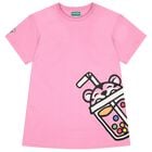 Girls Pink Bubble Tiger Logo Dress, 1, hi-res