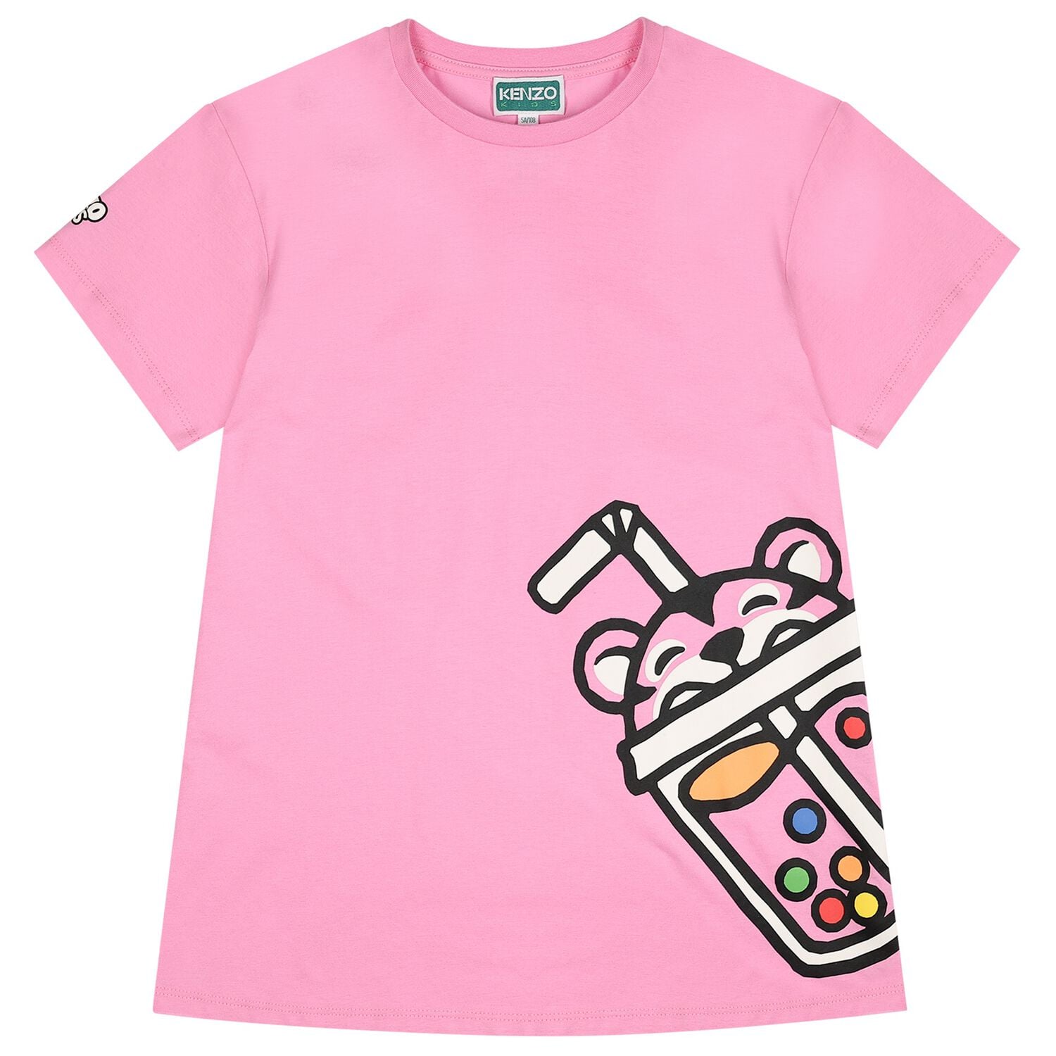 Girls Pink Bubble Tiger Logo Dress, 1, hi-res