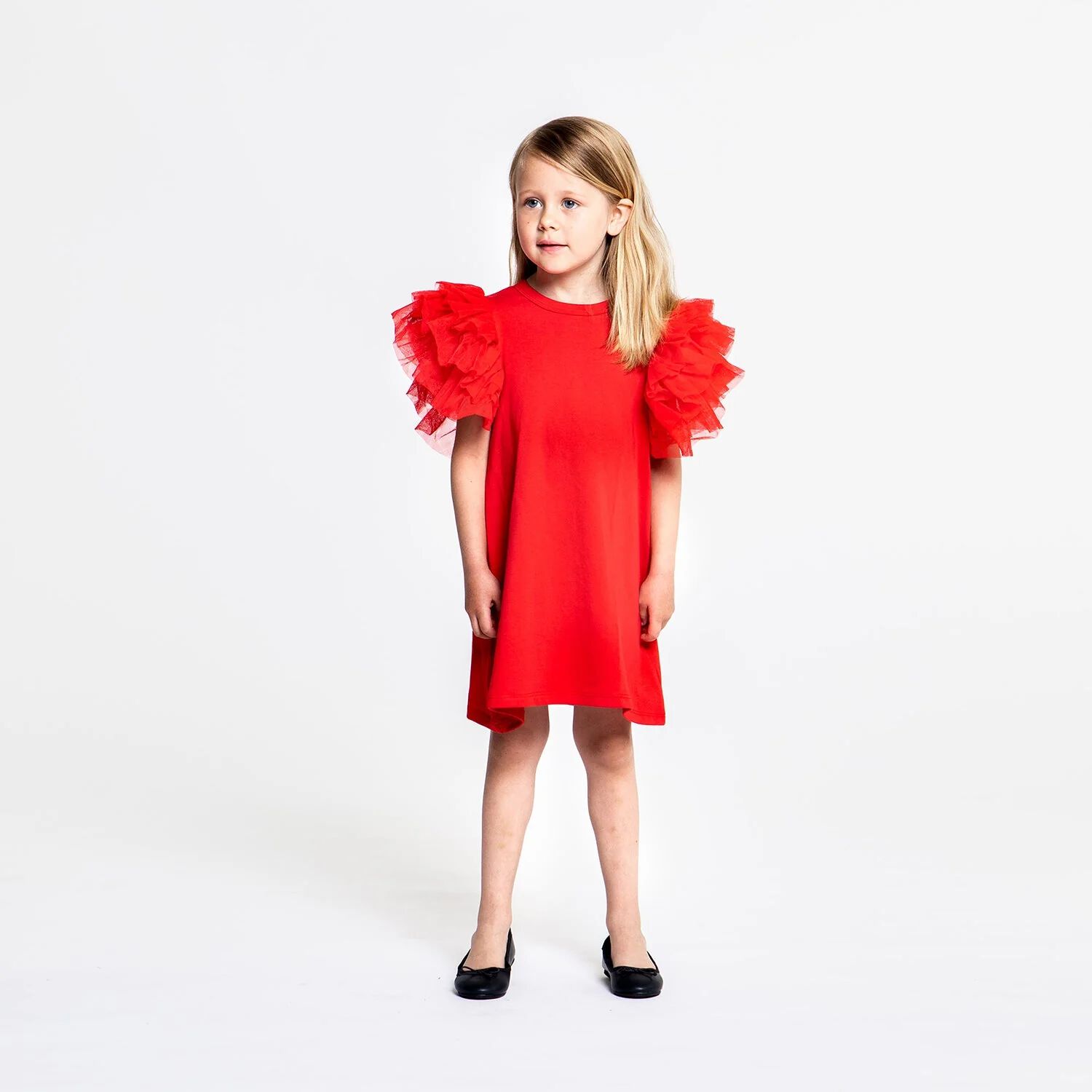Girls Red Tulle Dress, 4, hi-res image number null