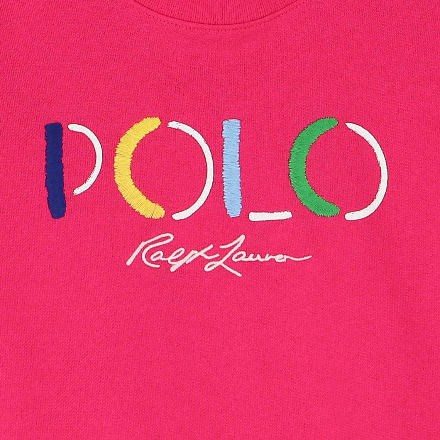 سويت شيرت بنات بالشعار محبوك باللون الزهرى, 1, hi-res