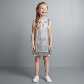 Girls Gold & White Logo Dress Set