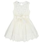 Girls Ivory Floral Lace Dress, 1, hi-res