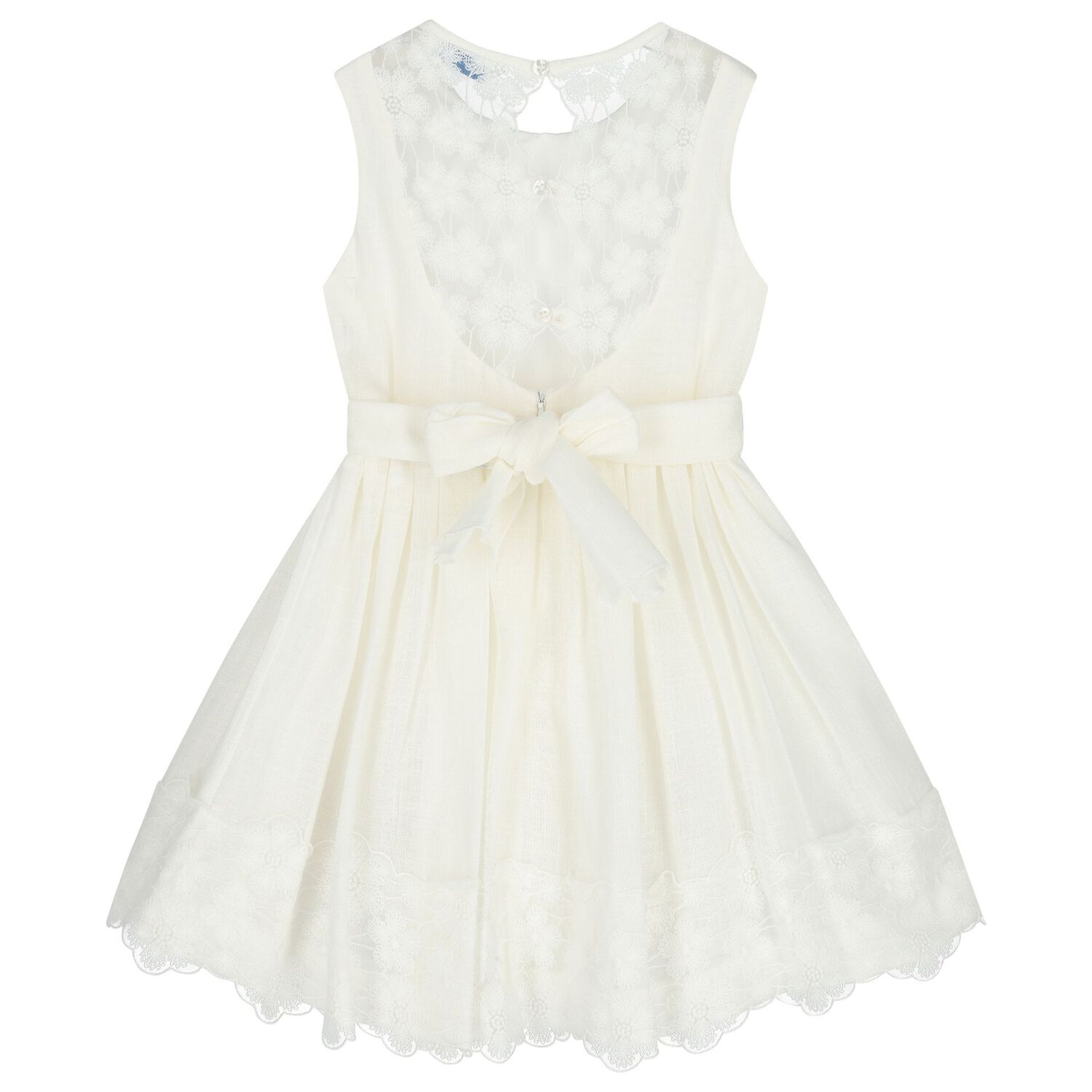 Girls Ivory Floral Lace Dress, 1, hi-res