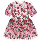 Girls Pink & Red Embroidered Sequin Dress , 1, hi-res