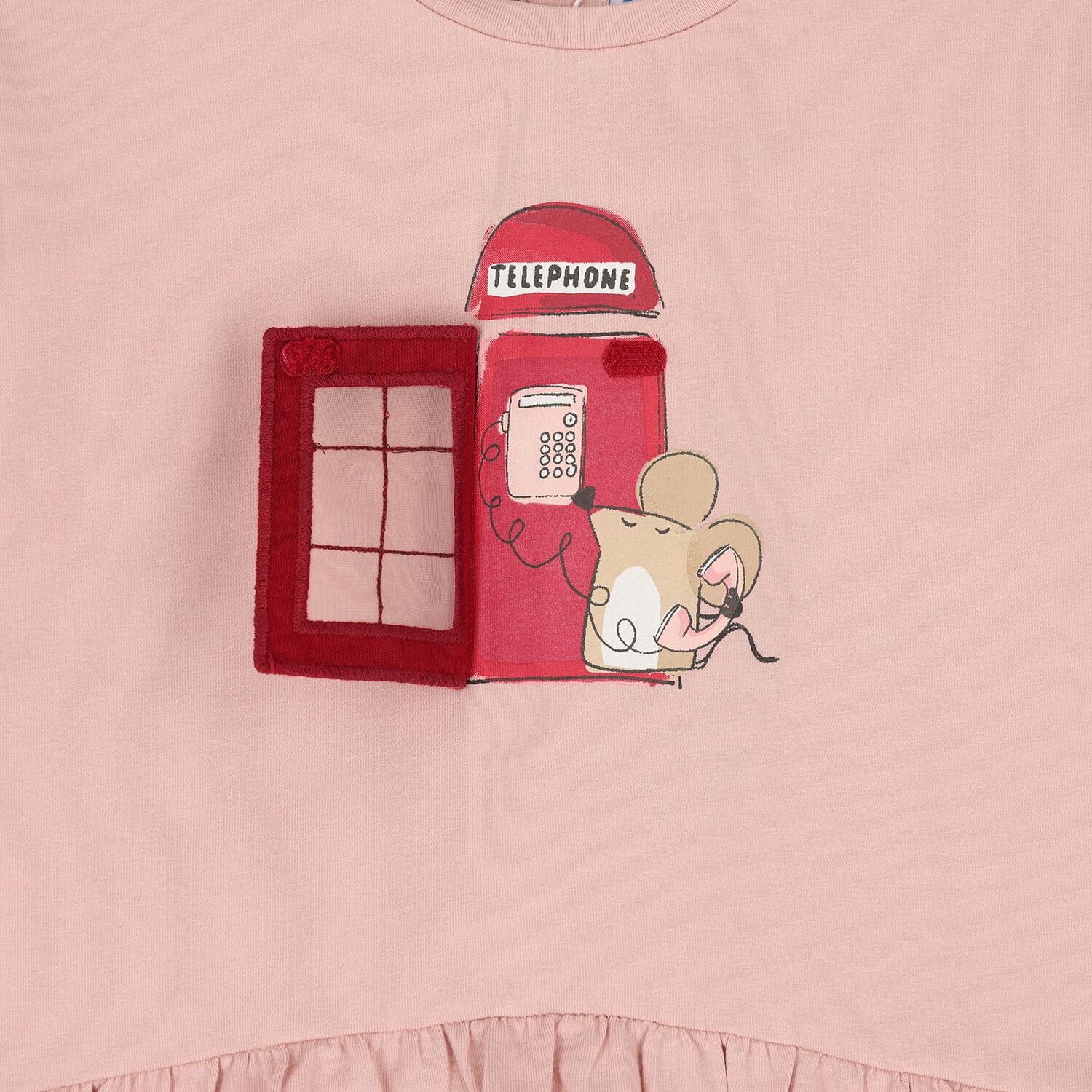 Younger Girls Pink London Phone Box Long Sleeve Top, 1, hi-res