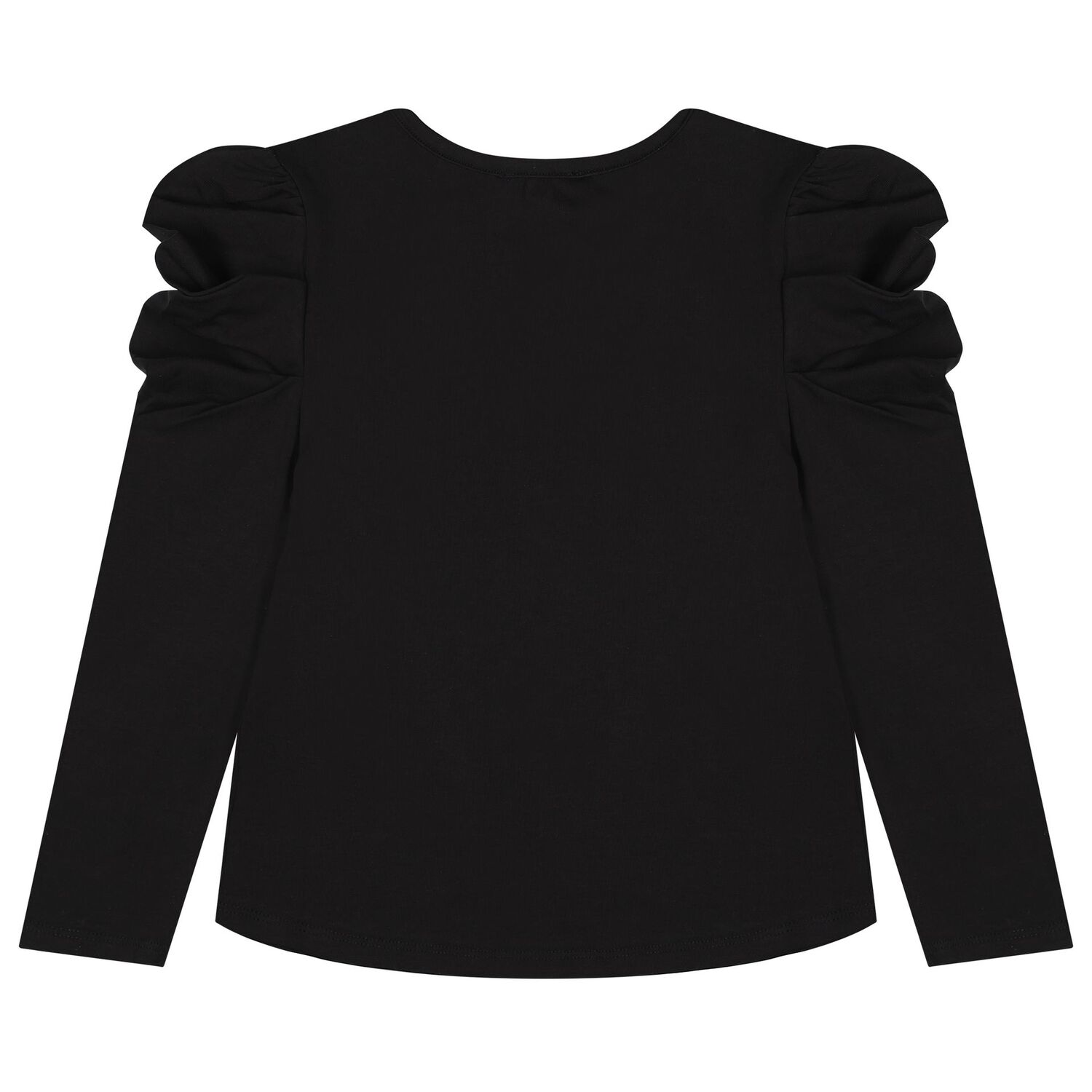 Girls Black Bow Aubrey Long Sleeve Top, 1, hi-res