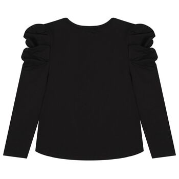 Girls Black Bow Aubrey Long Sleeve Top