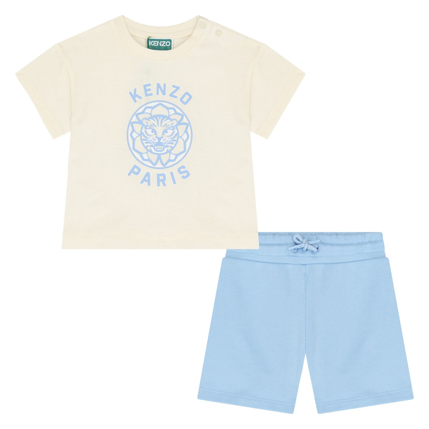 Younger Boys Ivory & Blue Shorts Set, 1, hi-res