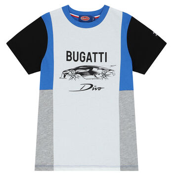 Boys White & Blue Logo T-Shirt