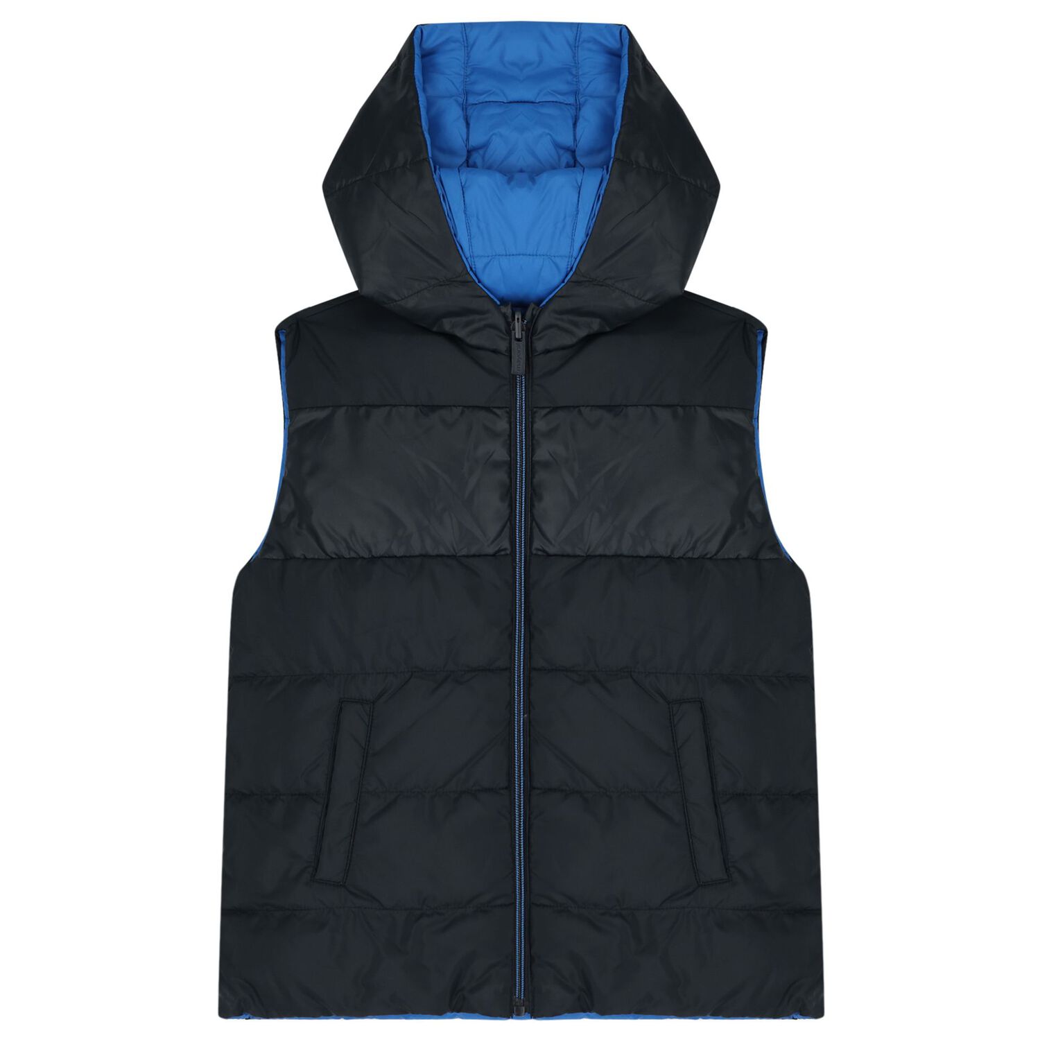Boys Navy Blue & Blue Reversible Padded Gilet, 1, hi-res image number null