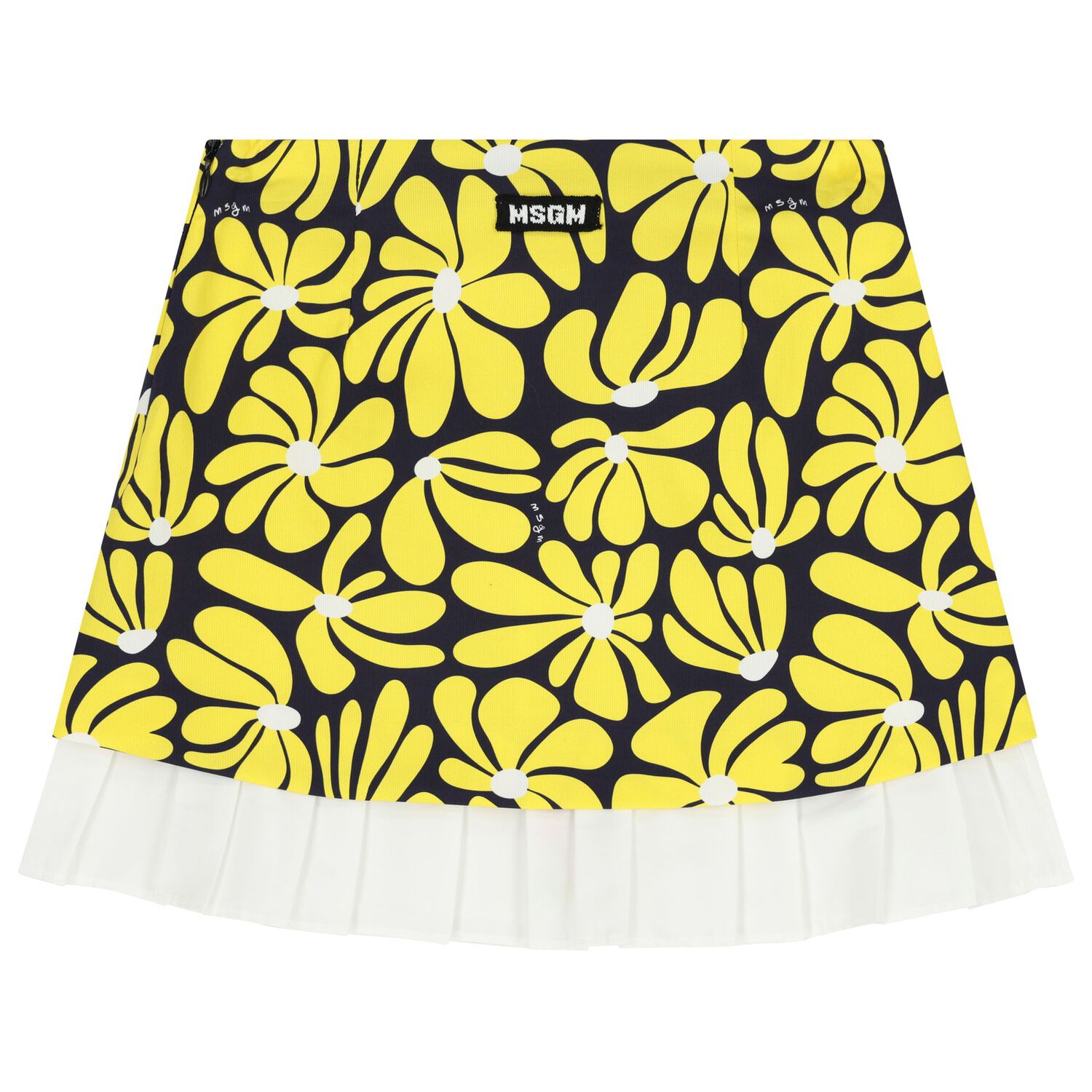 Girls Navy Blue & Yellow Floral Canvas Skirt, 1, hi-res