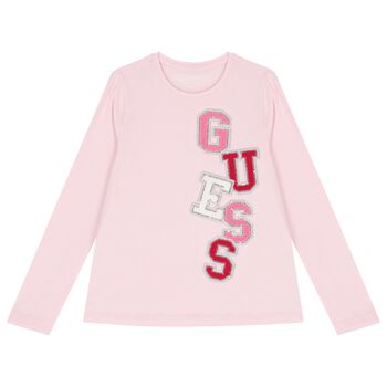 Girls Pink Logo Long Sleeve Top