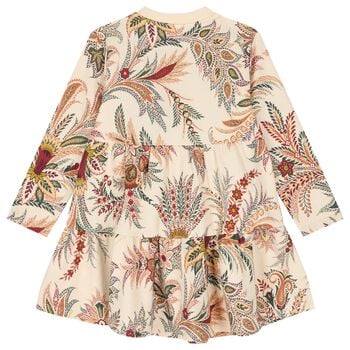Girls Beige Floral Paisley Dress