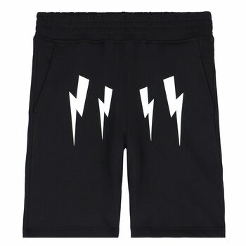 Boys Black Printed Jersey Shorts
