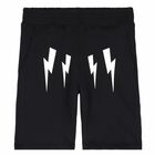 Boys Black Printed Jersey Shorts, 1, hi-res