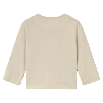 Younger Boys Beige Car Long Sleeve Top